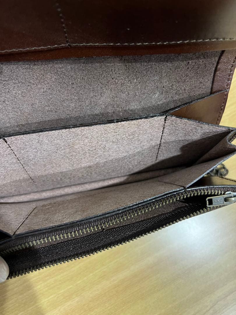 Snap-on レザー 財布ウォレットチェーン ブラウン