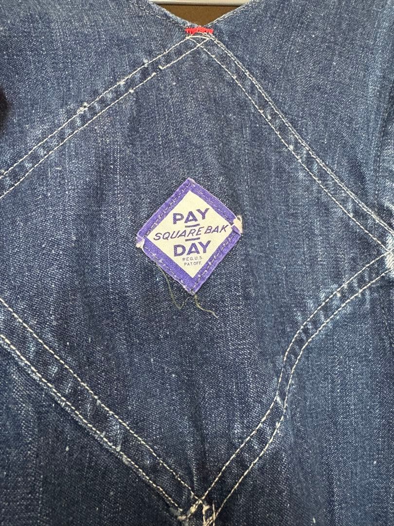 【40s/PAYDAY】オーバーオール　ヴィンテージデニム　オーバーサイズ 古着