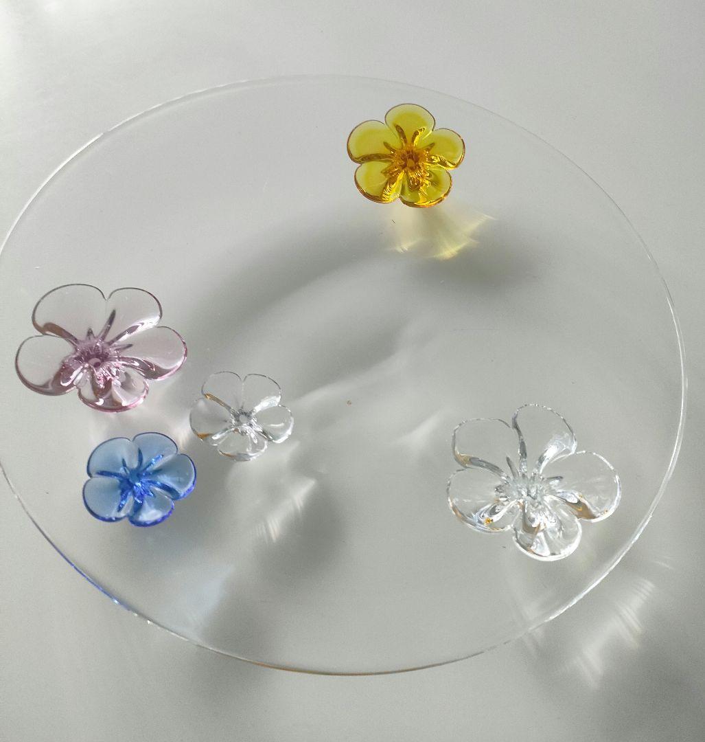 花型透明皿　スガハラガラス