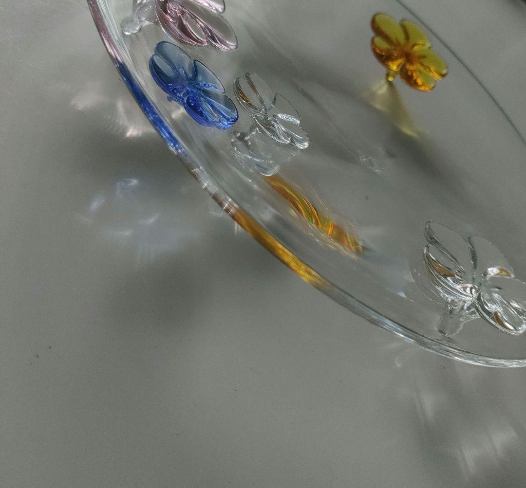 花型透明皿　スガハラガラス