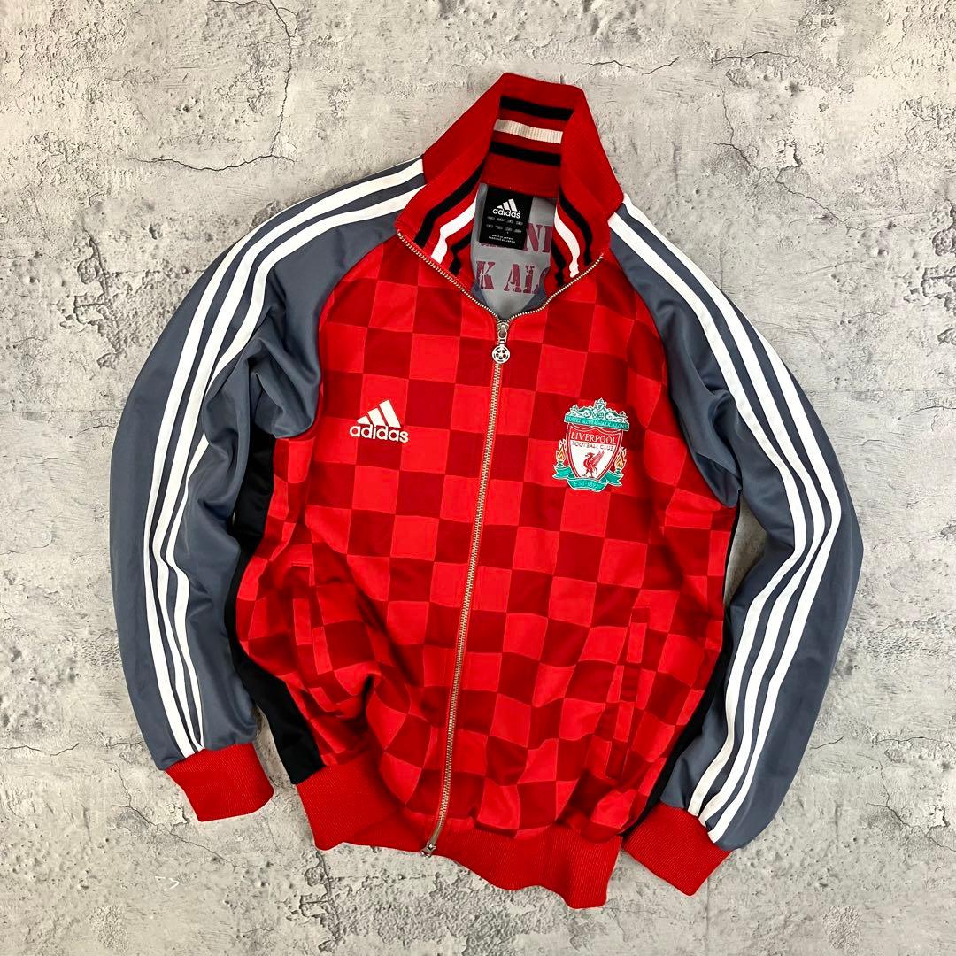 adidas リヴァプールFC トラックジャケット 日本製 古着 刺繍 赤 L