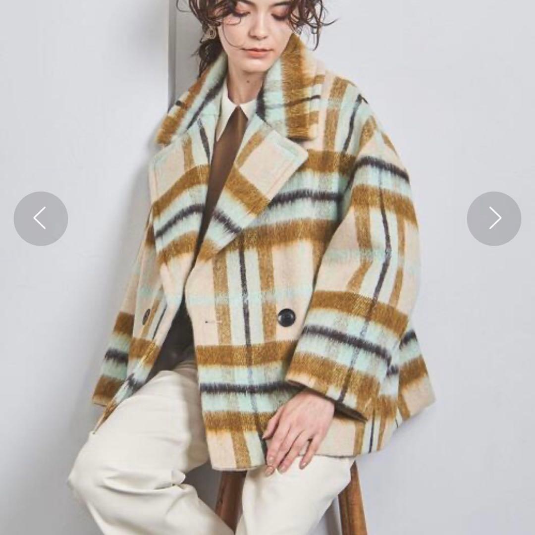 ユナイテッドアローズ　シャギーチェックショートコート