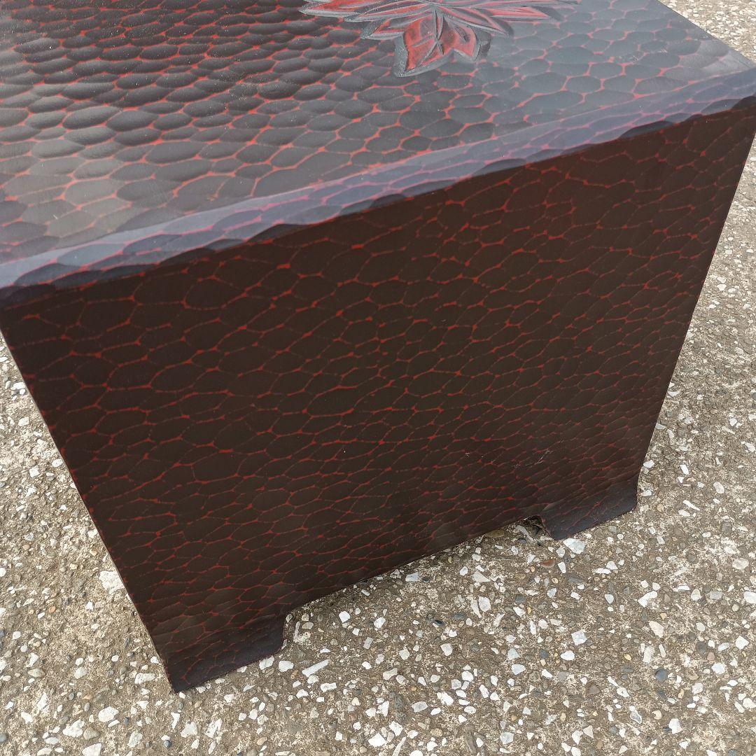 こ*ば様 1502）鎌倉彫の文机　花柄　牡丹　収納あり