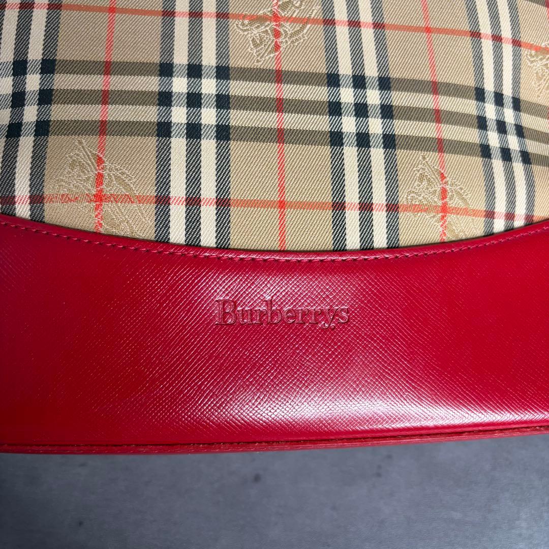 BURBERRYS トートバッグ シャドーホース キャンバス ノバチェック 赤