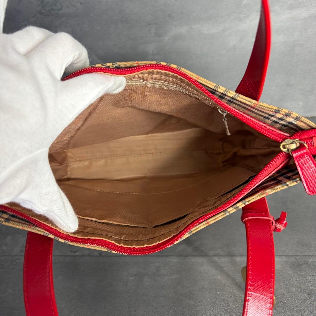 BURBERRYS トートバッグ シャドーホース キャンバス ノバチェック 赤