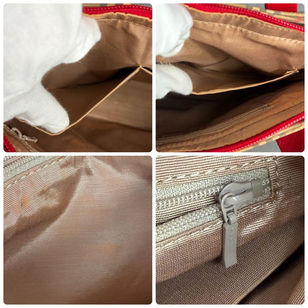 BURBERRYS トートバッグ シャドーホース キャンバス ノバチェック 赤