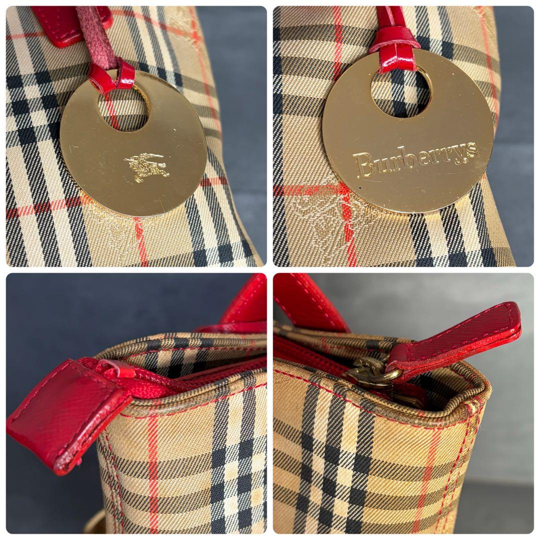 BURBERRYS トートバッグ シャドーホース キャンバス ノバチェック 赤