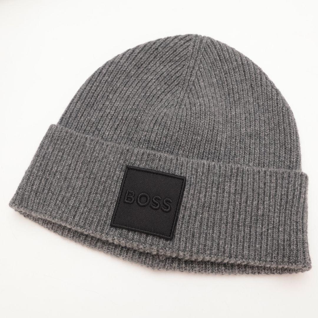 新品未使用 ヒューゴボス BOSS ニット帽 ビーニー マフラー グレー