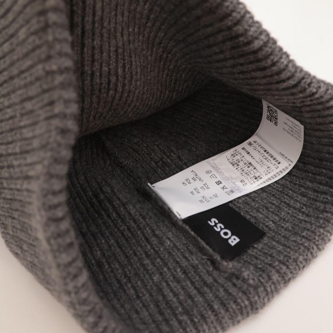 新品未使用 ヒューゴボス BOSS ニット帽 ビーニー マフラー グレー