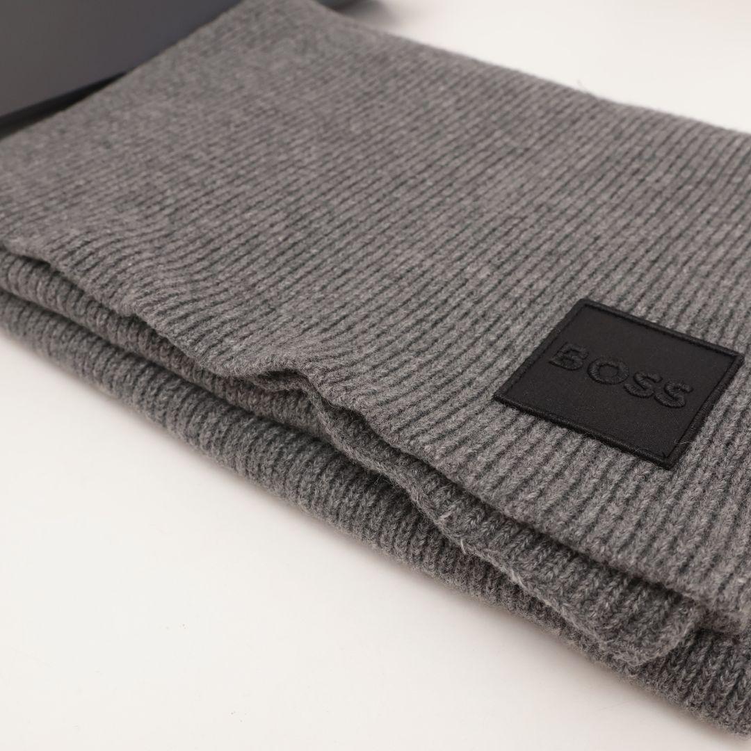 新品未使用 ヒューゴボス BOSS ニット帽 ビーニー マフラー グレー