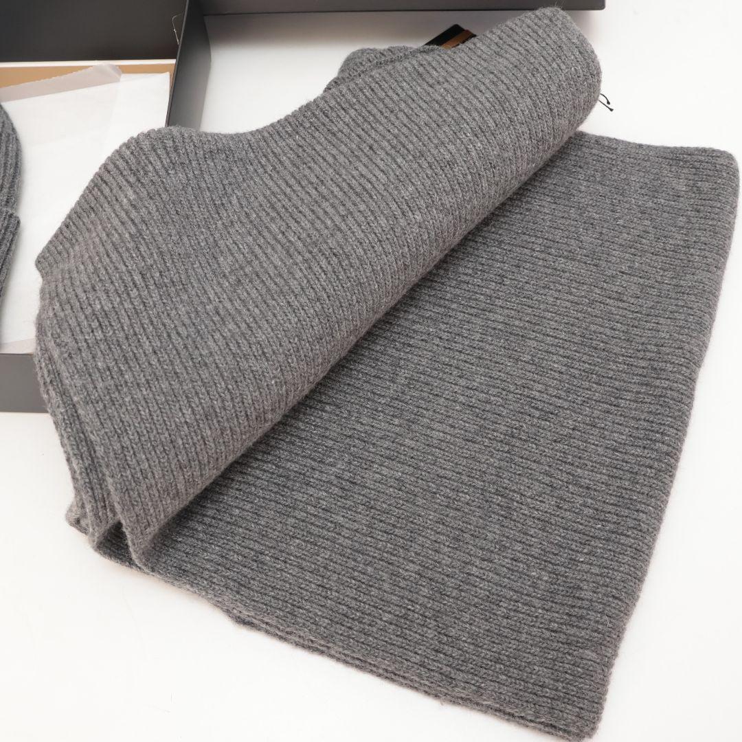 新品未使用 ヒューゴボス BOSS ニット帽 ビーニー マフラー グレー