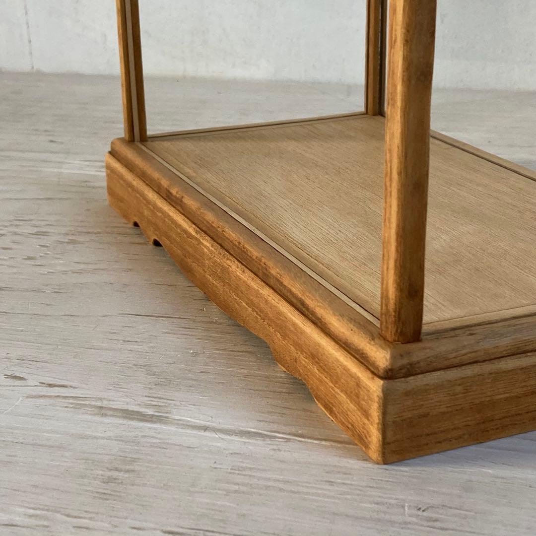 古い木製 小振り ガラスケース 卓上ショーケース 小物入れ 扉なし