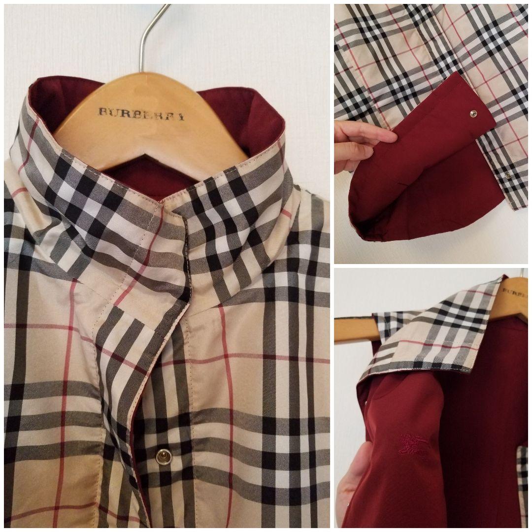 未使用近 バーバリーリバーシブルダウンベスト ベージュ ホースマーク刺繍エンジ