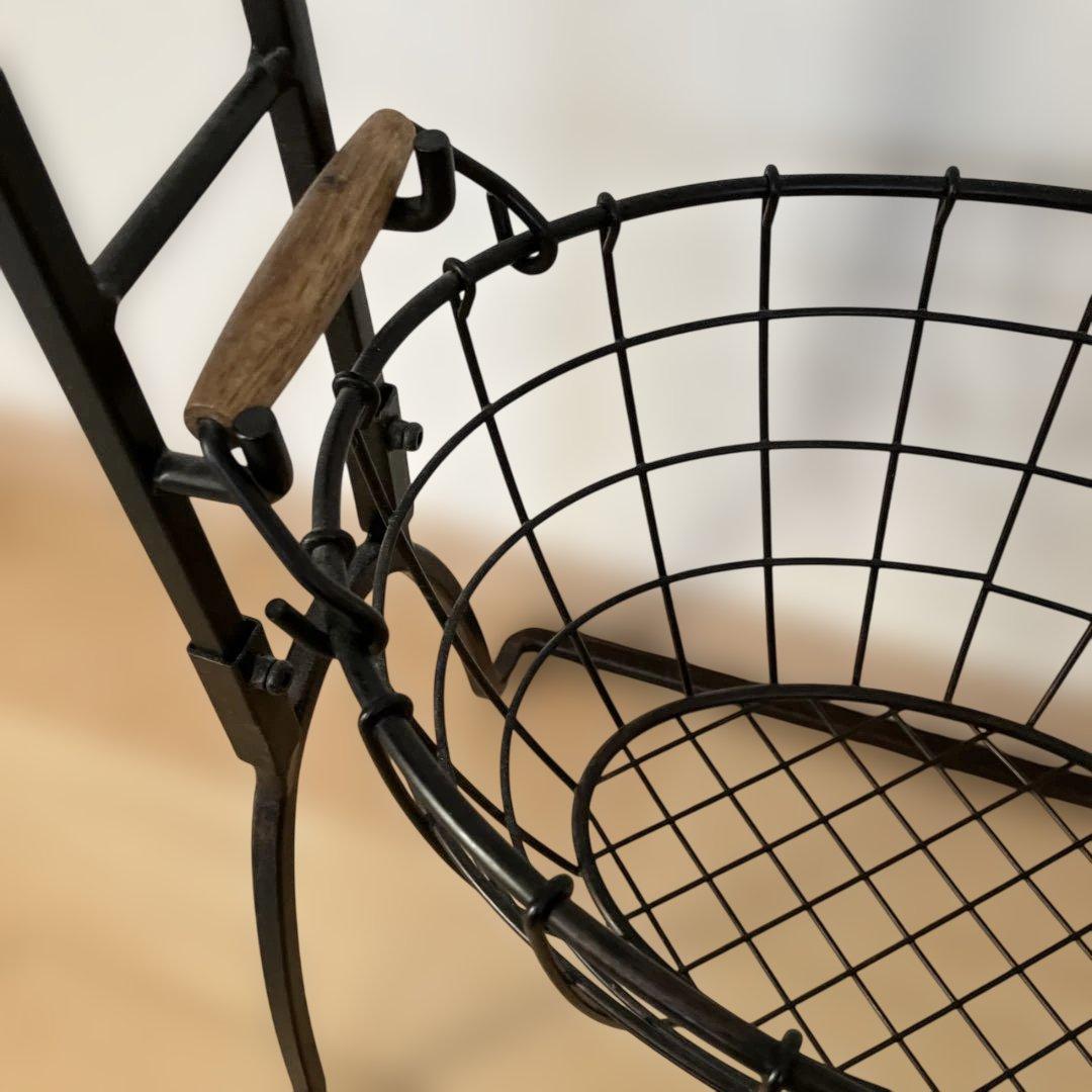 アンティーク風ブラック 3段ワイヤーバスケット