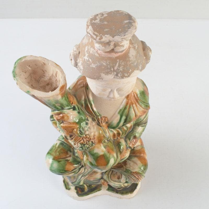 SSSS中国　唐三彩　女人坐俑　人物俑　置物　時代箱　C　9326A