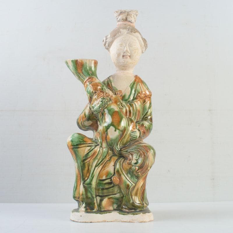 SSSS中国　唐三彩　女人坐俑　人物俑　置物　時代箱　C　9326A