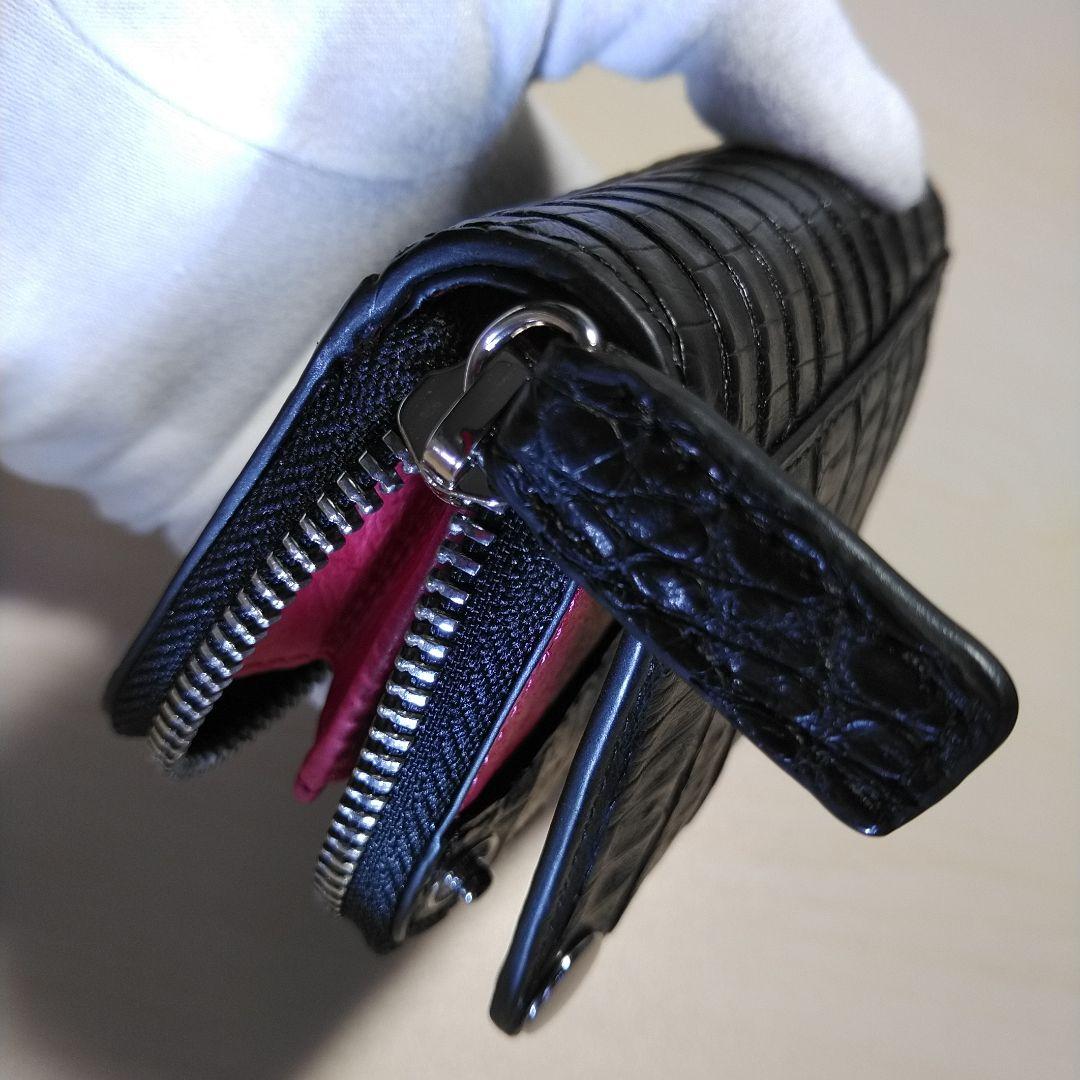 カイマンワニ 脇肚・肚四枚革 RFカード小銭キーケース 薄墨 033610H