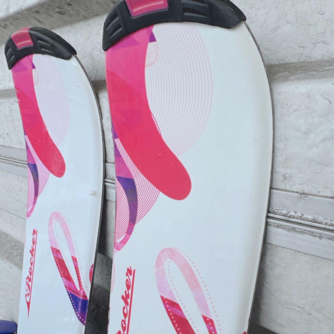 KAZAMA スキー板 ストック ピンク/ホワイト/パープル セット