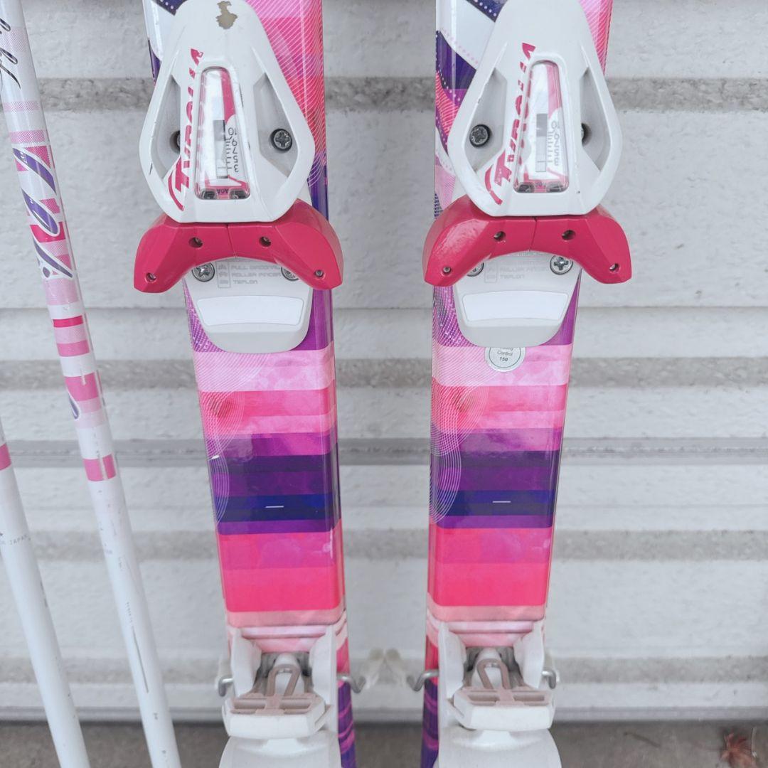 KAZAMA スキー板 ストック ピンク/ホワイト/パープル セット