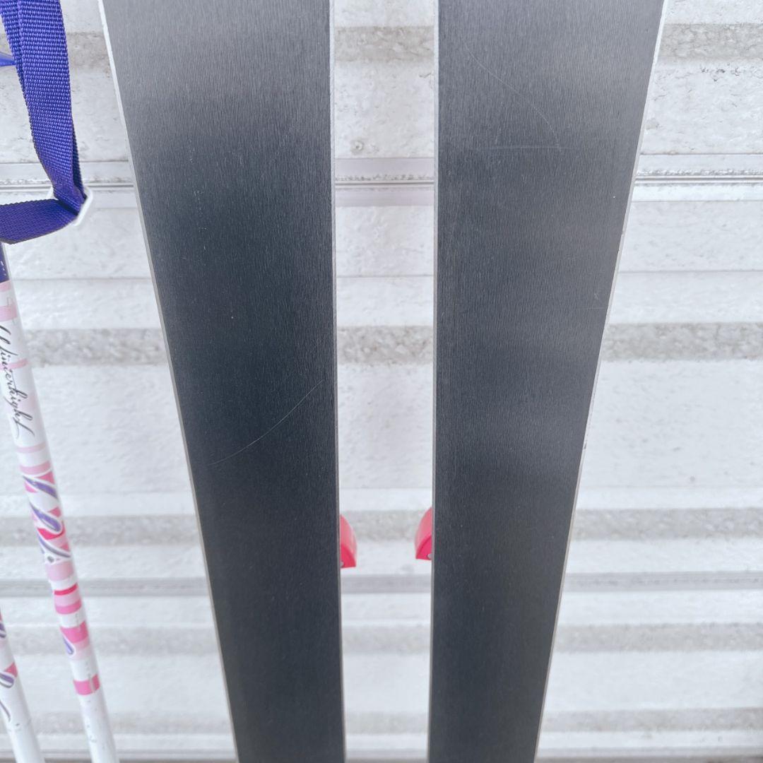 KAZAMA スキー板 ストック ピンク/ホワイト/パープル セット