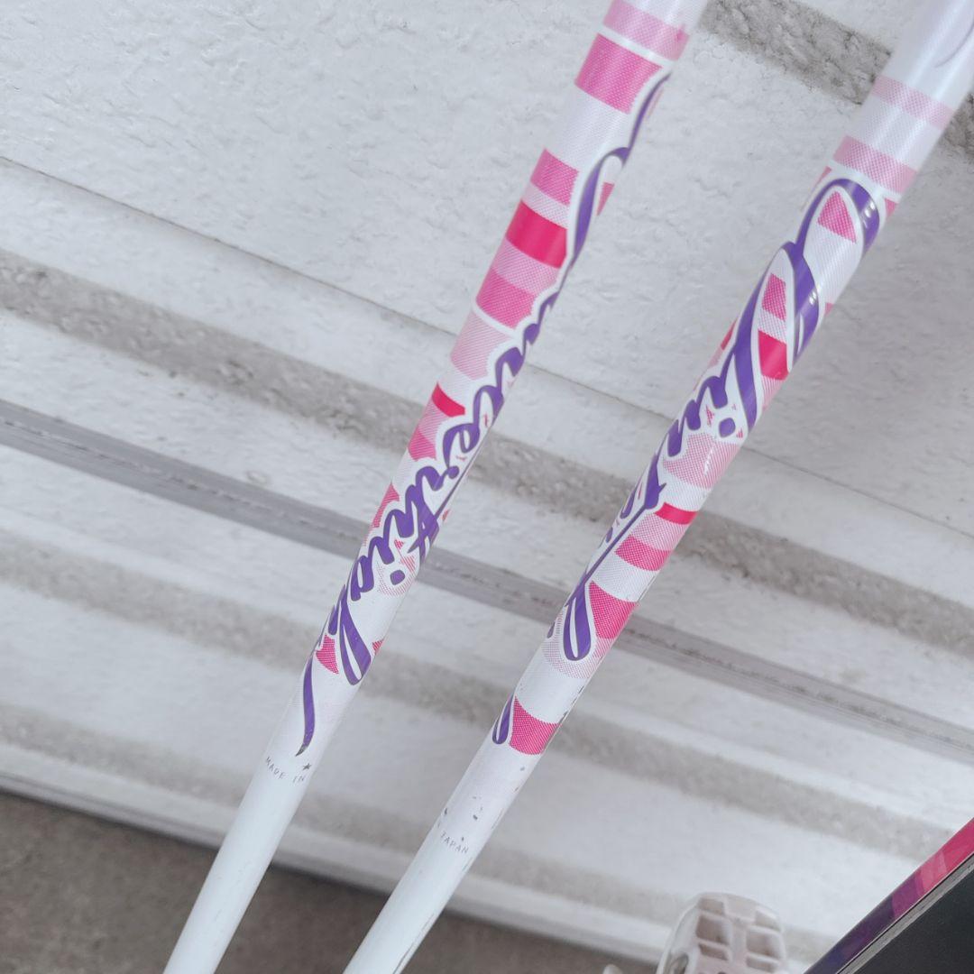 KAZAMA スキー板 ストック ピンク/ホワイト/パープル セット