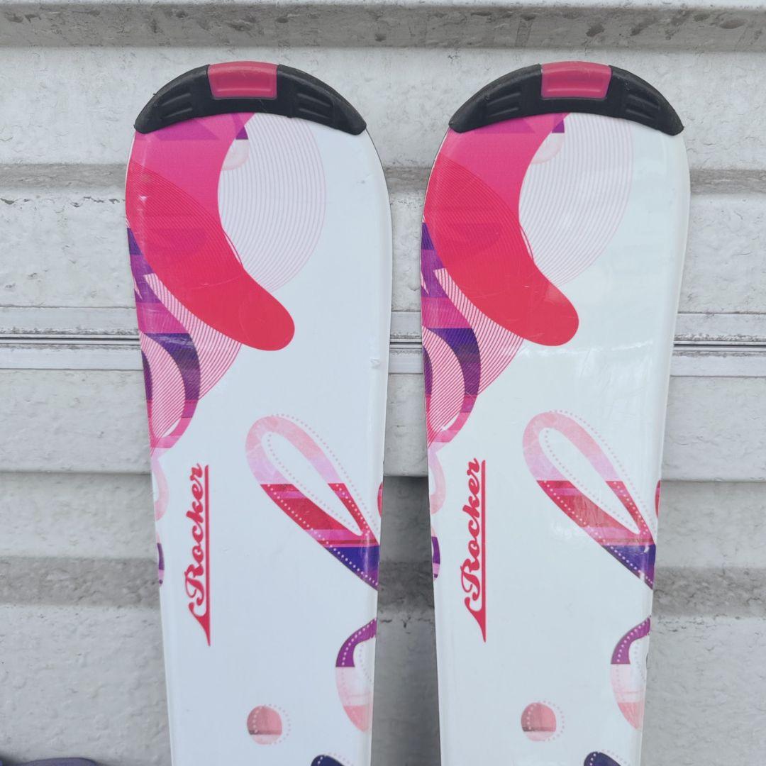 KAZAMA スキー板 ストック ピンク/ホワイト/パープル セット