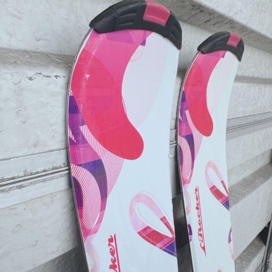 KAZAMA スキー板 ストック ピンク/ホワイト/パープル セット