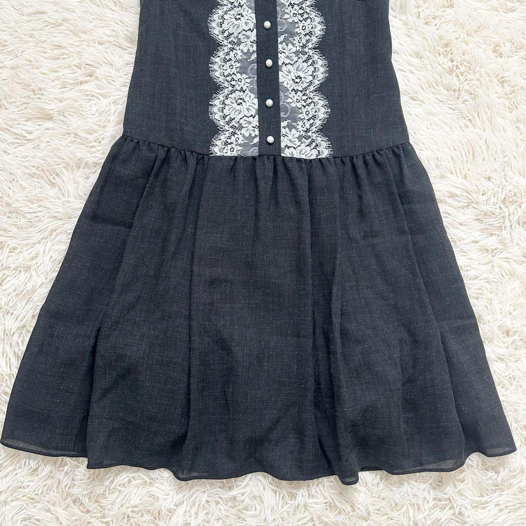 極美品 ルネ 近年 フロントレース パールボタン ノースリーブワンピース XS