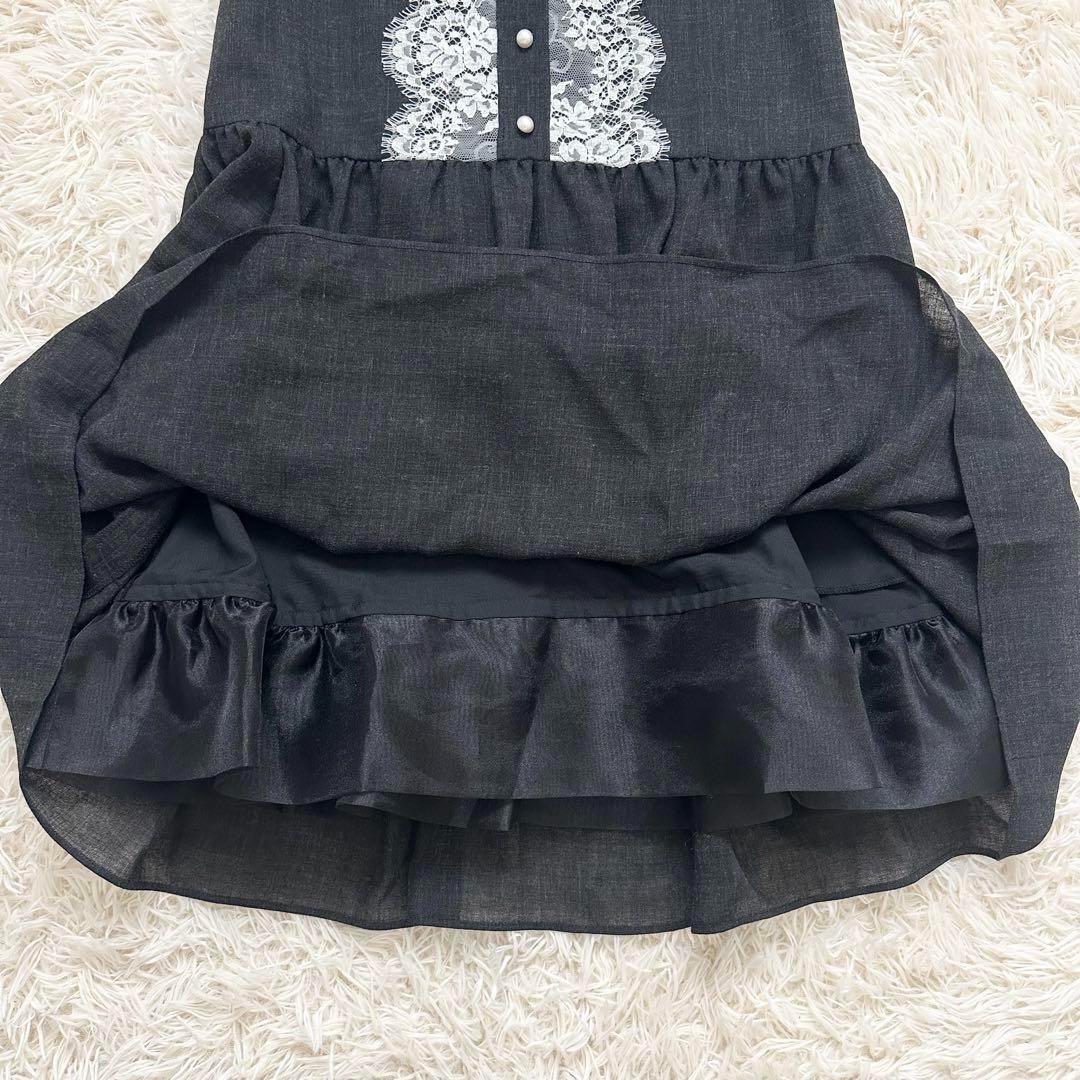 極美品 ルネ 近年 フロントレース パールボタン ノースリーブワンピース XS