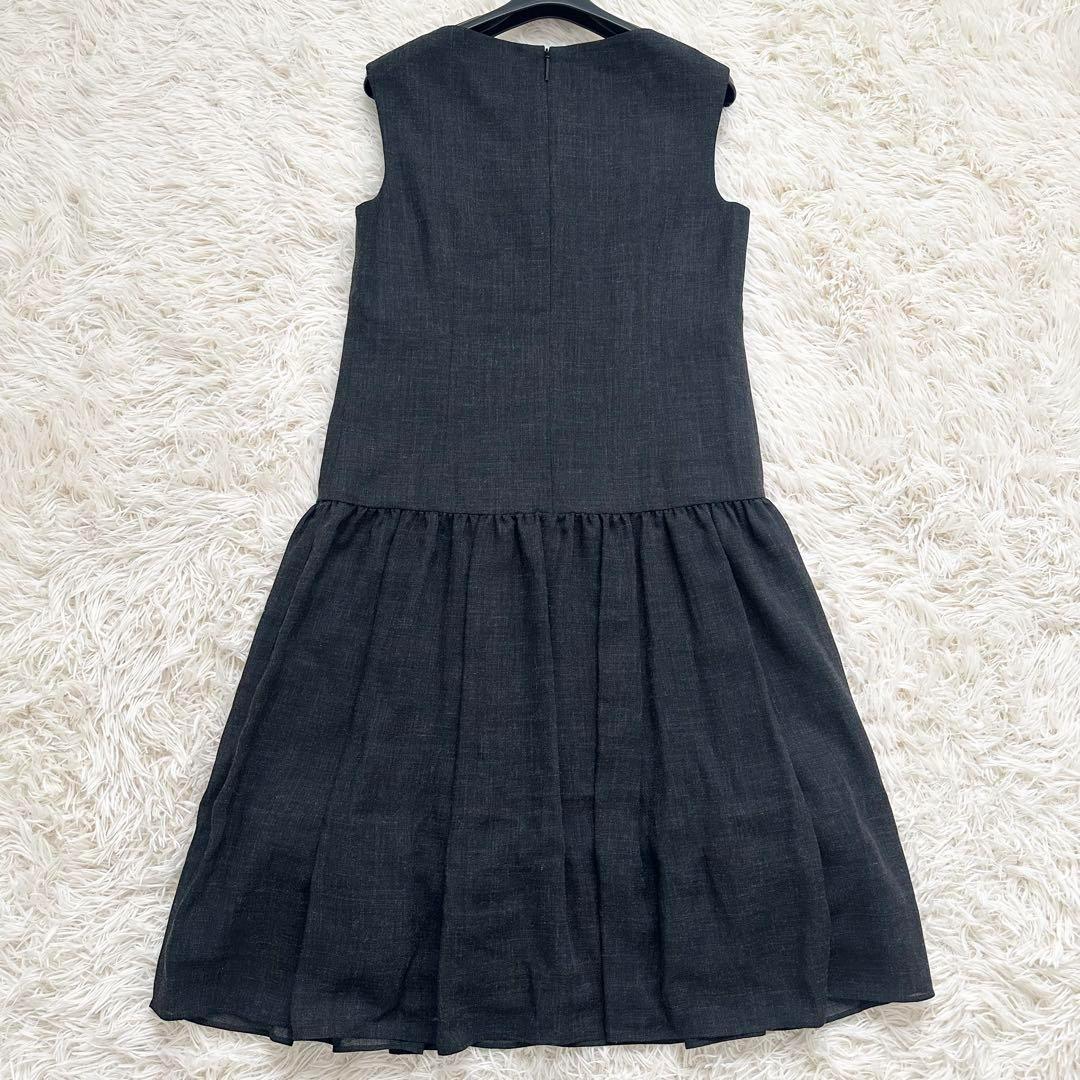 極美品 ルネ 近年 フロントレース パールボタン ノースリーブワンピース XS