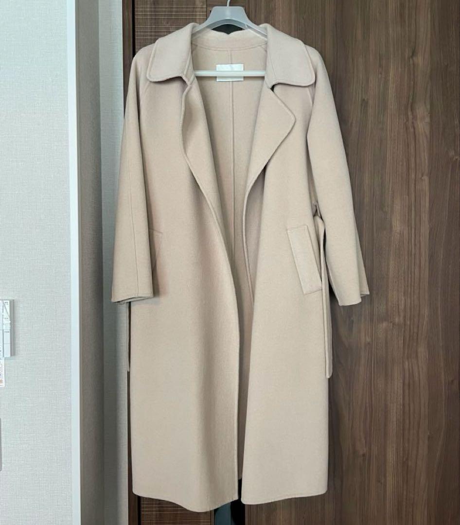 sandro ベージュ ロングコート ベルト付き