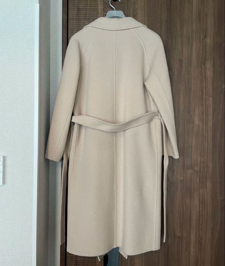 sandro ベージュ ロングコート ベルト付き