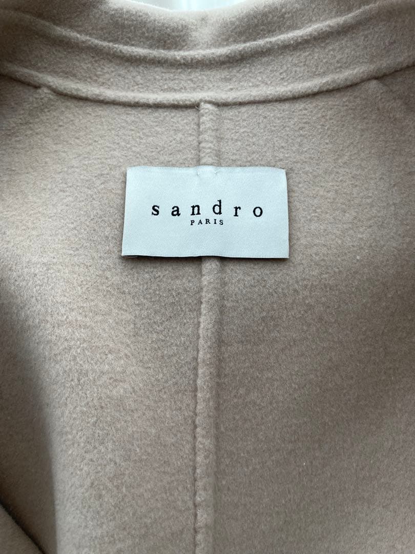sandro ベージュ ロングコート ベルト付き