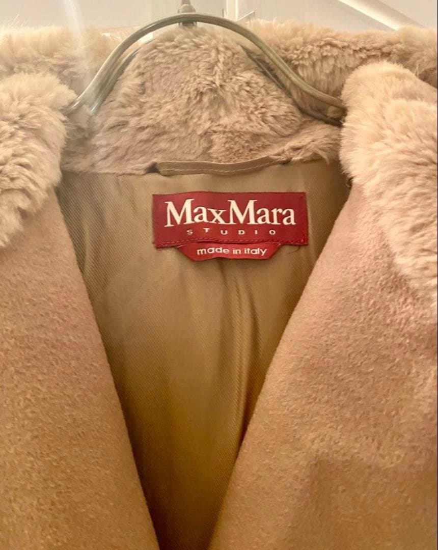 MaxMara ベージュファー付きロングコート