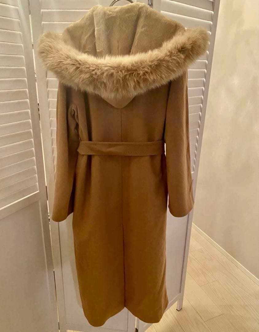MaxMara ベージュファー付きロングコート