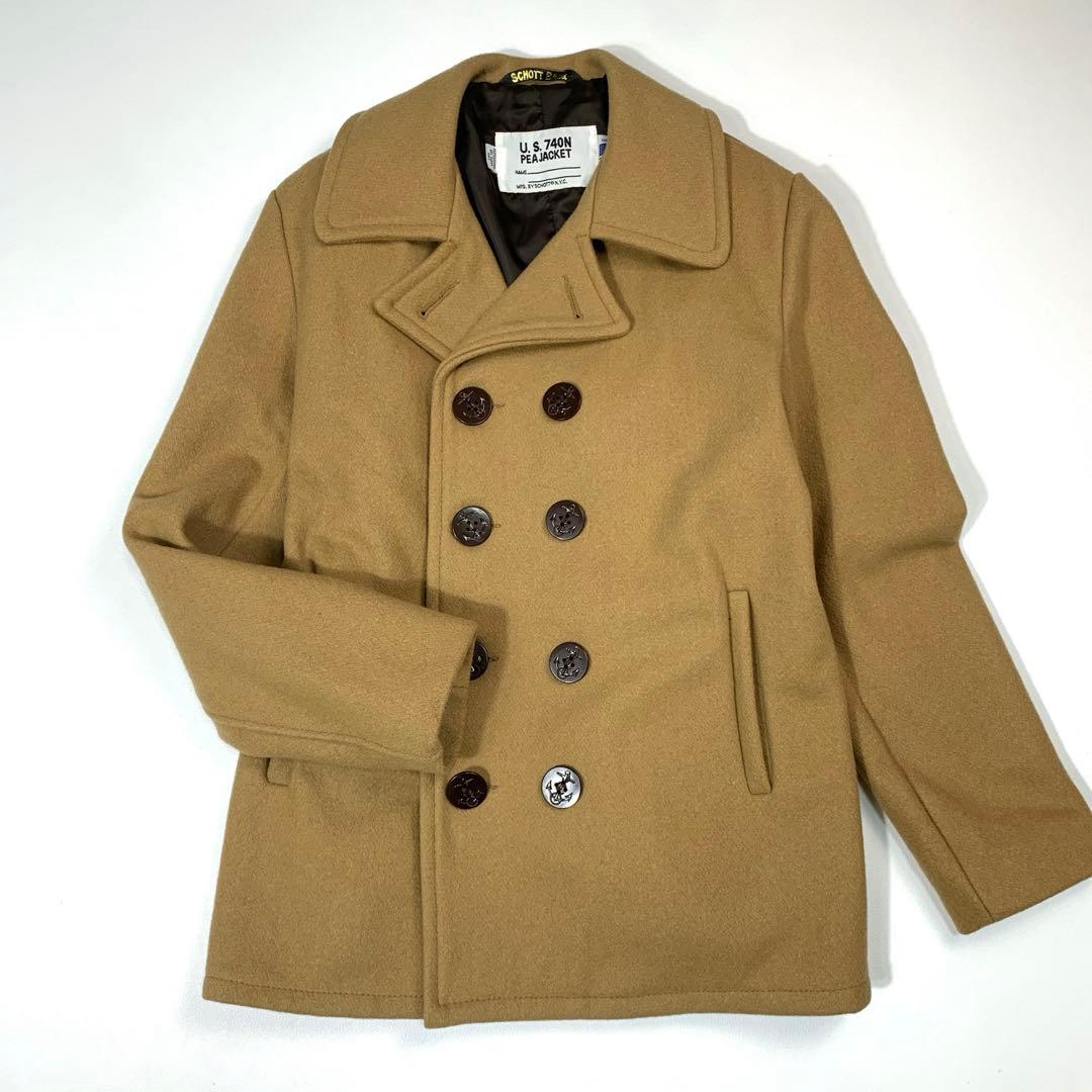 極美品 ショット Schott 740N ダブル ピーコート USA製 ベージュ