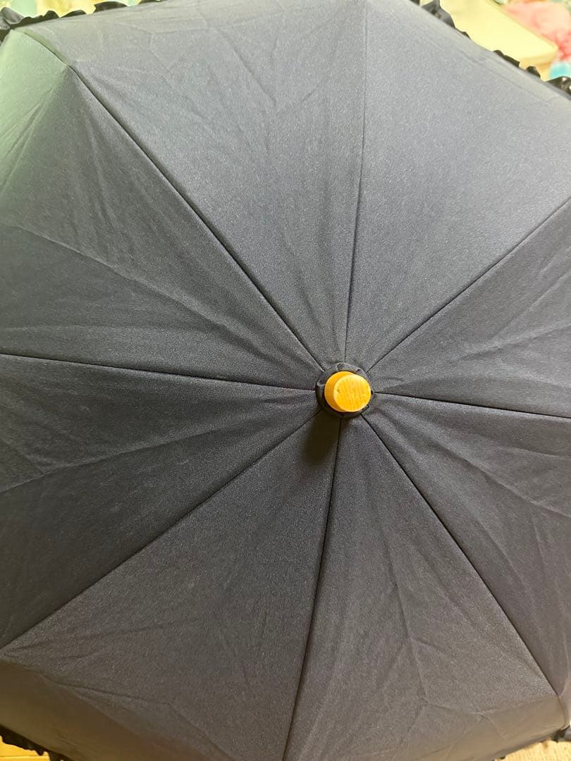 サンバリア　折りたたみ日傘　２段折 フリル　ネイビー