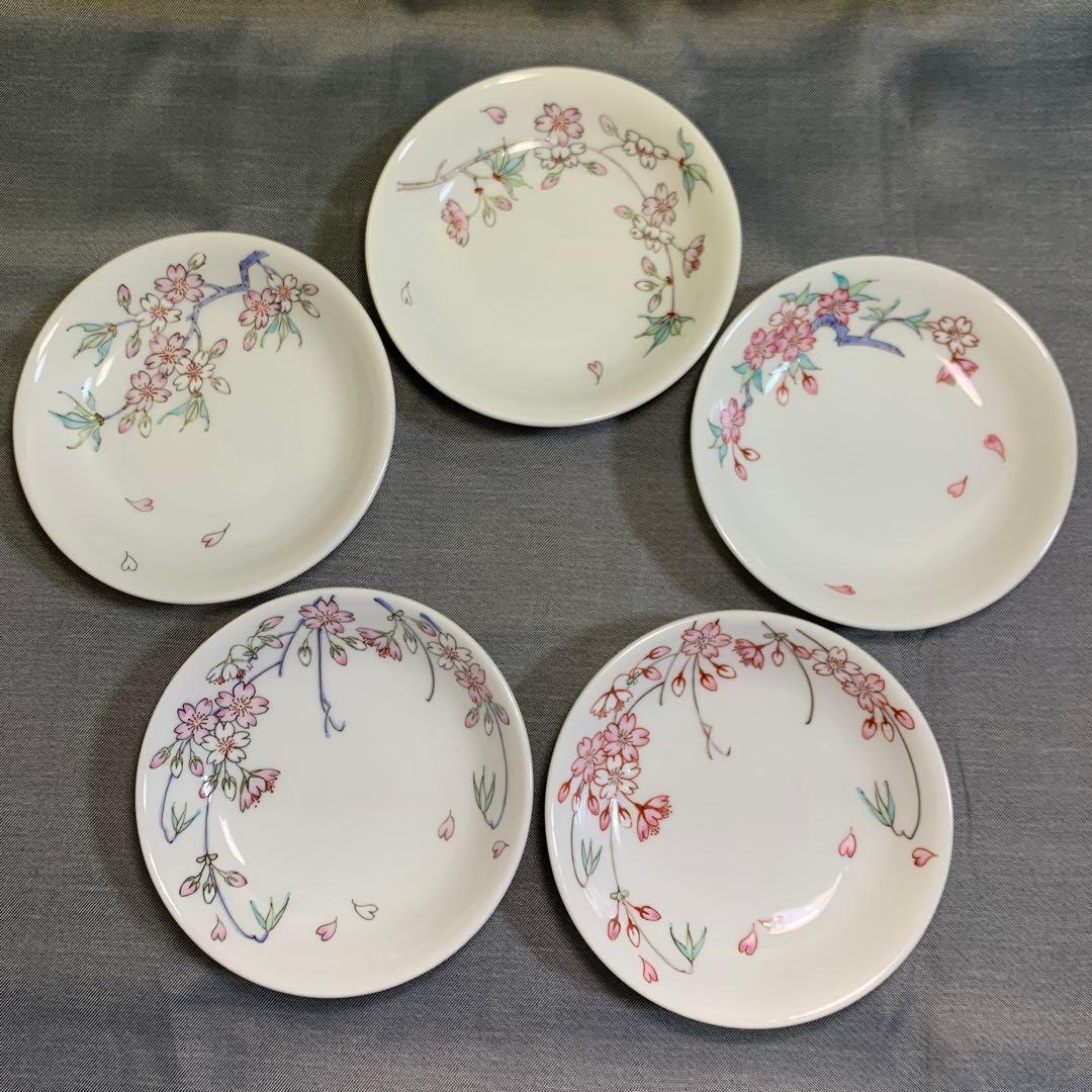 patorishiahana　有田焼仁窯　色絵丸小皿絵変り桜小皿揃小畑裕司
