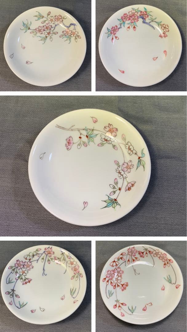 patorishiahana　有田焼仁窯　色絵丸小皿絵変り桜小皿揃小畑裕司