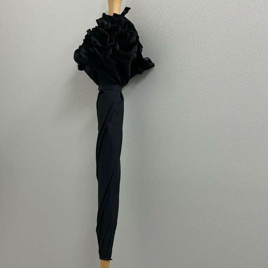 サンバリア100 日傘　折りたたみ　2段階　ブラック　フリル