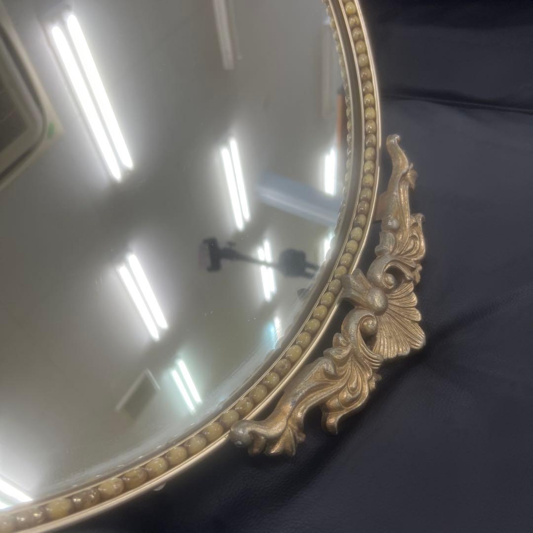 2066 ビンテージミラー バロックスタイル 金属製楕円形ミラー