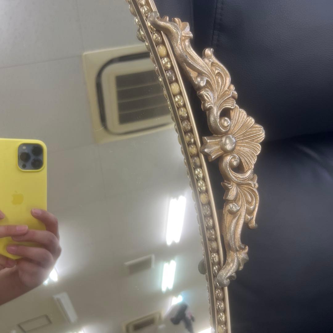 2066 ビンテージミラー バロックスタイル 金属製楕円形ミラー