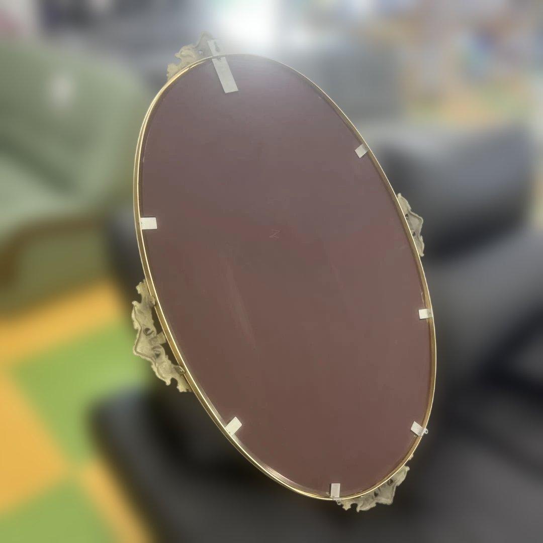 2066 ビンテージミラー バロックスタイル 金属製楕円形ミラー