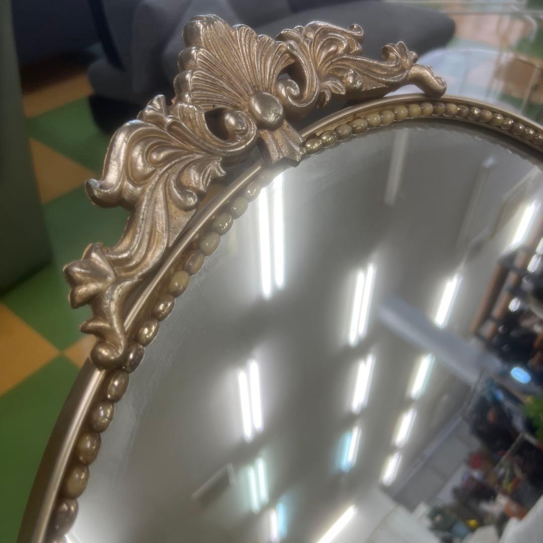 2066 ビンテージミラー バロックスタイル 金属製楕円形ミラー