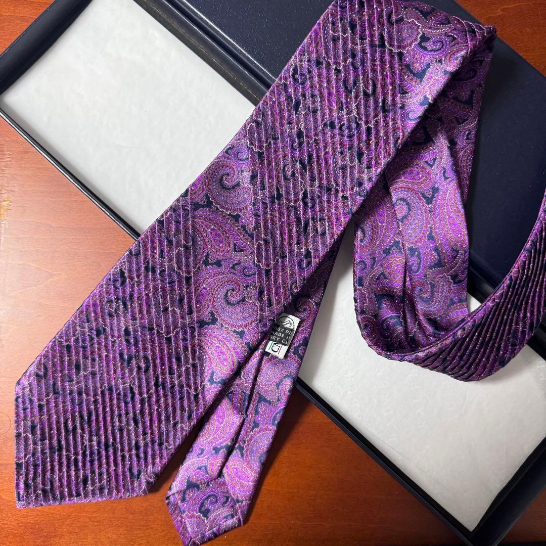 未使用 定価7.9万 ステファノリッチ ペイズリー プリーツタイ ネクタイ
