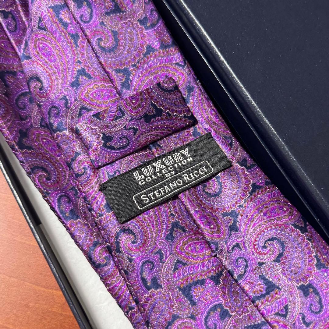 未使用 定価7.9万 ステファノリッチ ペイズリー プリーツタイ ネクタイ