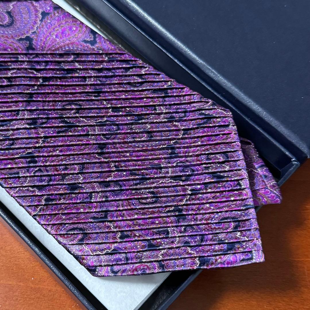 未使用 定価7.9万 ステファノリッチ ペイズリー プリーツタイ ネクタイ