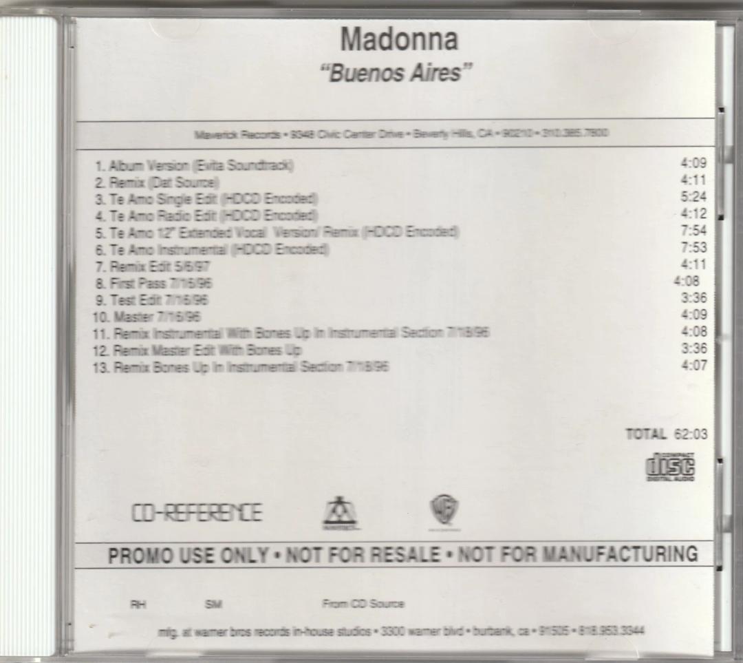 MADONNA　Buenos Aires (13 tracks)　リミックスCD
