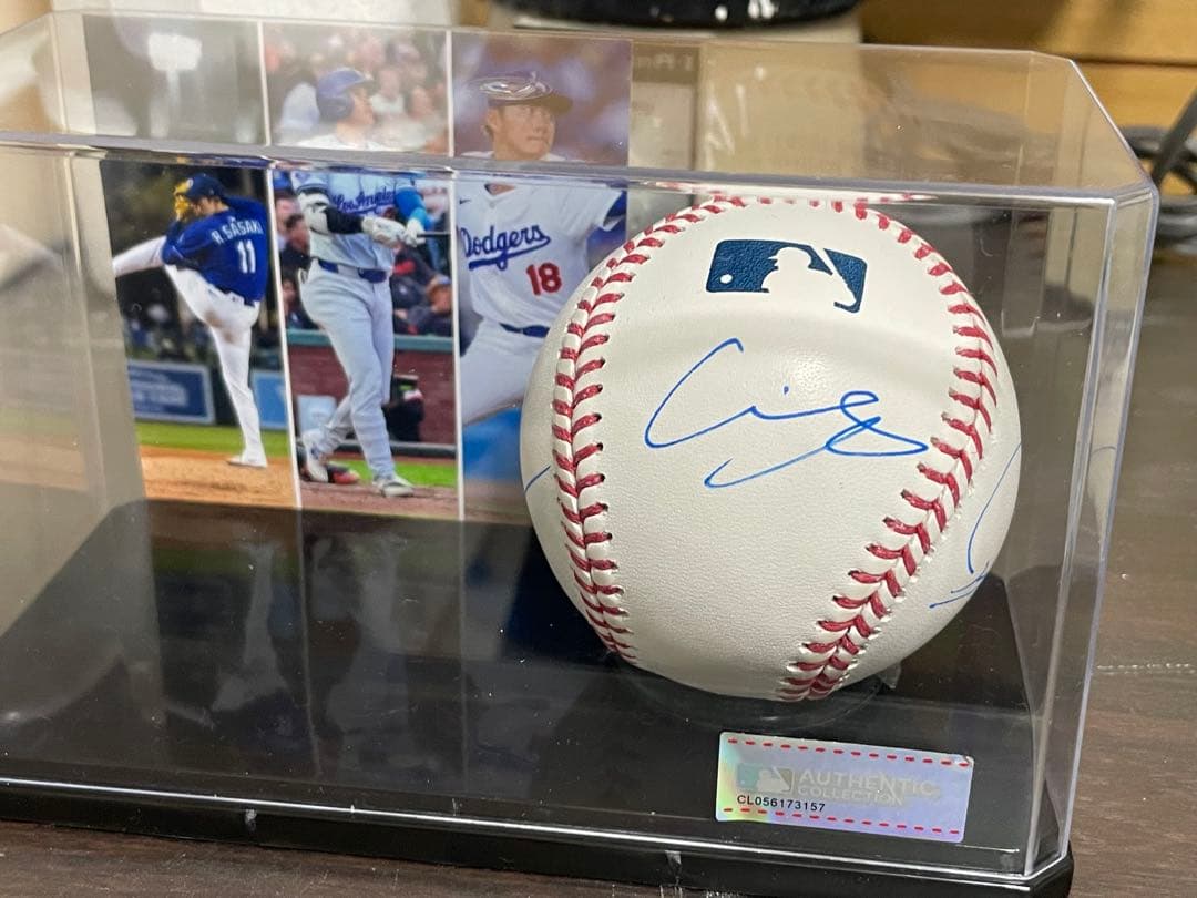 大谷翔平、山本由伸、佐々木朗希　トリプル直筆サインボール　ケース入り