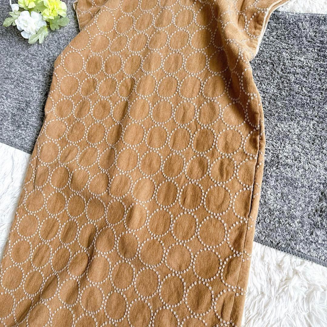 ミナペルホネン ワンピース ノースリーブ タンバリン 総柄 ベージュ 38 M